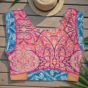 Free Peoplle FP Movement Take a Plunge Paisley Crop Top, M
